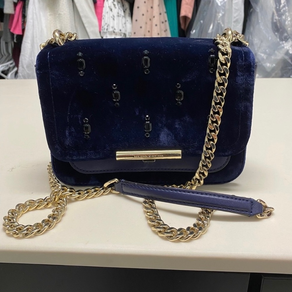 Navy Blue Velvet Kate Spade Purse